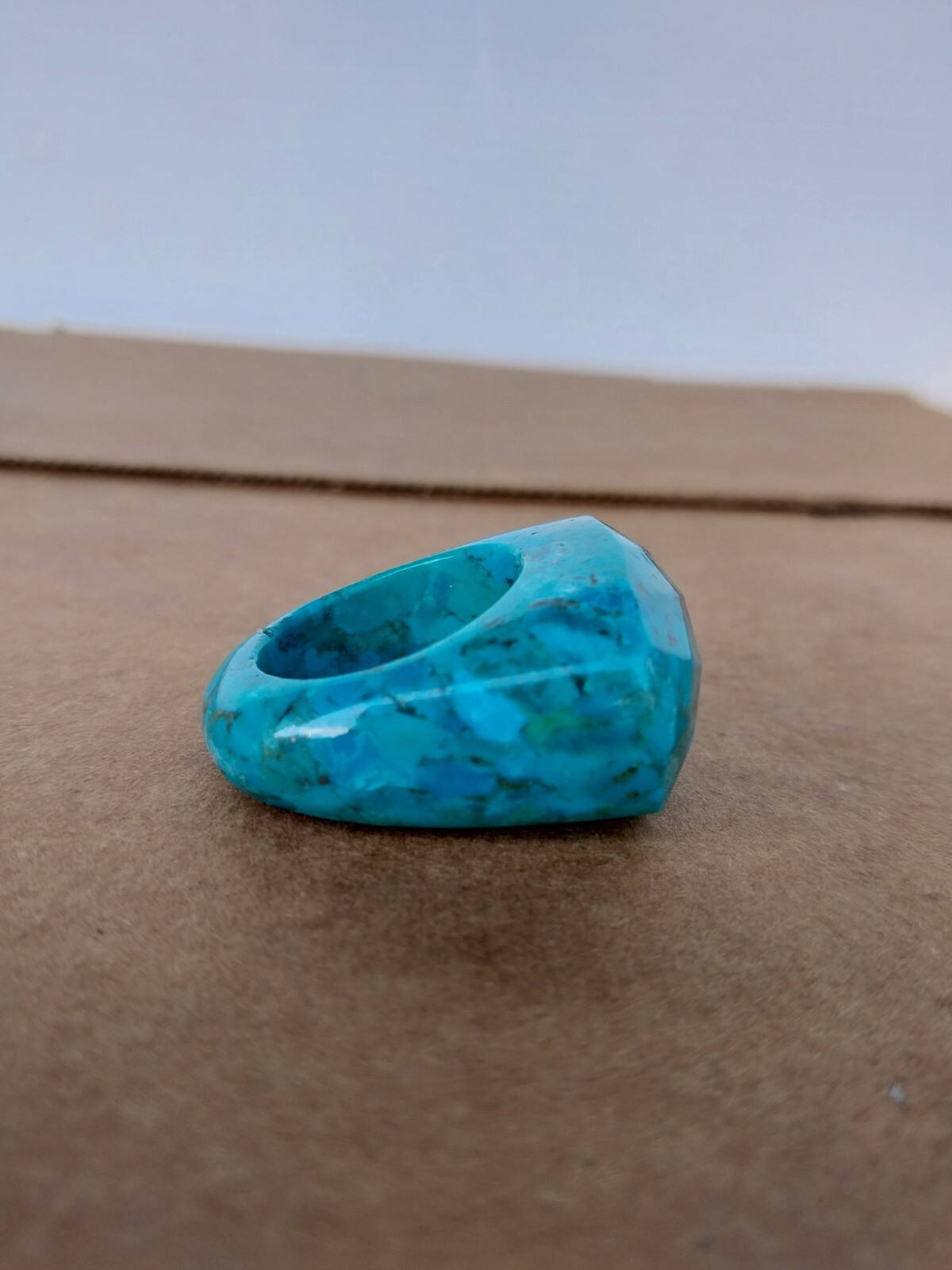 Vintage Solid Turquoise Gemstone Statement Ring S… - image 4