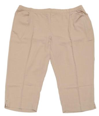 NEU Übergröße bequeme leichte Damen Capri Hosen beige Leinenoptik Gr.60,62,64,66