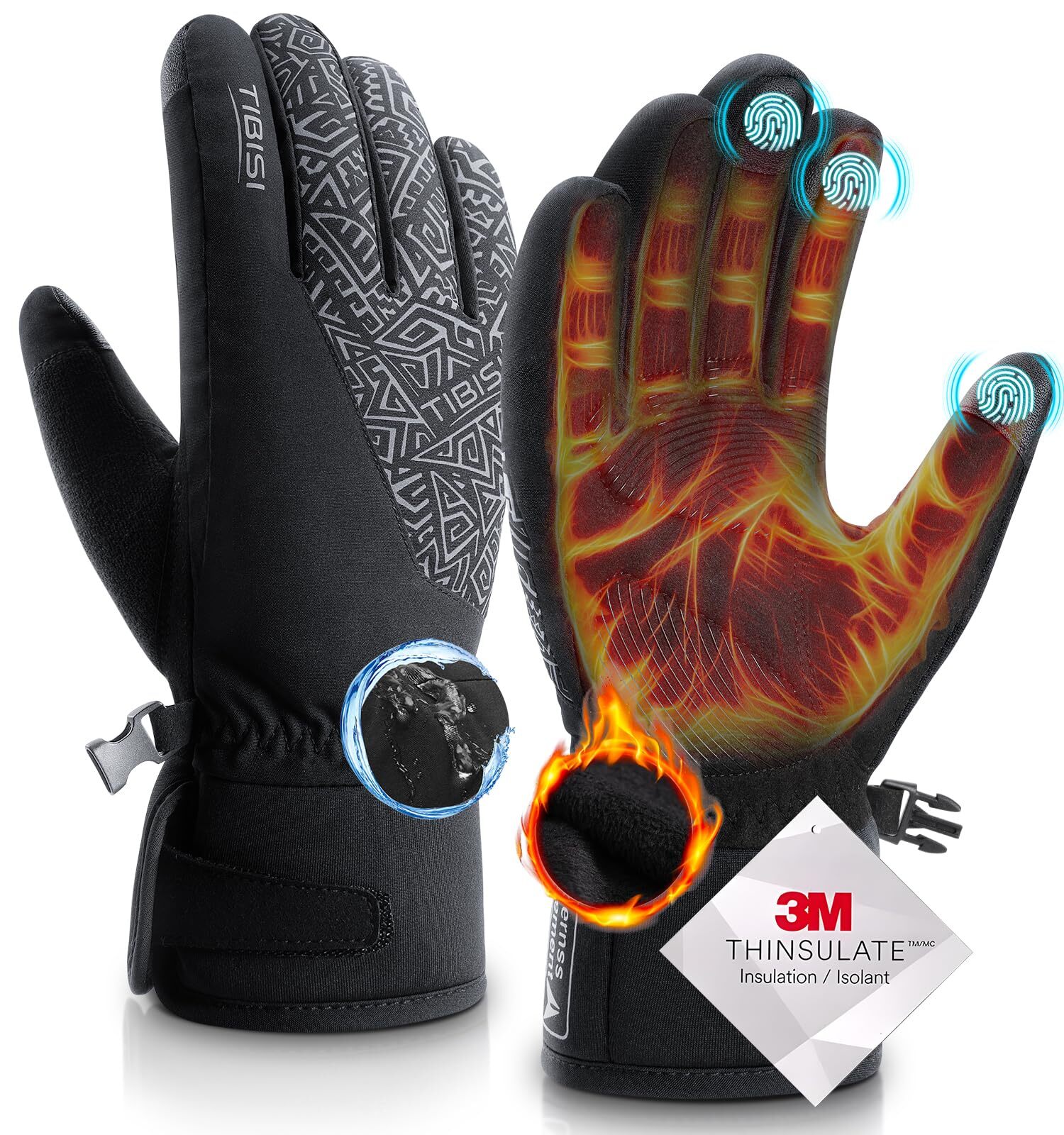 Winter Gloves -10°F 3M Thinsulate Warm Gloves Bike Gloves Touch Screen Water ...-image