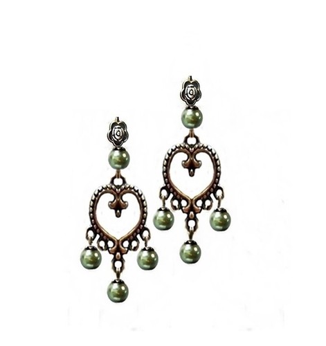Pendientes Amor Corazón Candelabro Gota Boho Bronce Con Perlas, ELECCIÓN DE COLOR - Imagen 10 de 16