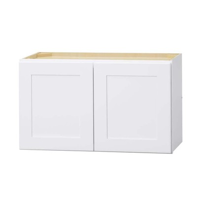 Hampton Bay 30''X12''X18'' Plywood Shaker Wall Bridge Kitchen Cabinet Alpine White