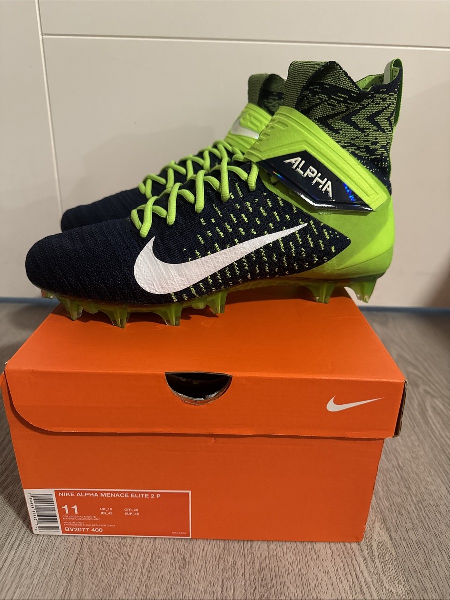 Nike Alpha Menace Elite 2 Flyknit Football Cleats Blue Green Seahawks BV2077-400 Nike Alpha Menace Elite 2 Football Cleats Seattle Seahawks  main image 2