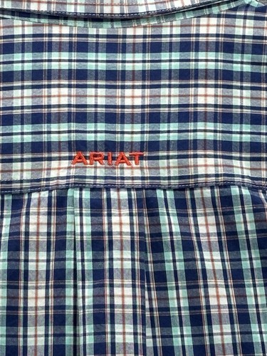Ariat Pro Series Button Down Short Sleeve Plaid Shirt Large Western Cowboy Farm - Picture 11 of 23
