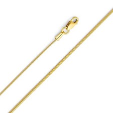 Genuine 14k Yellow Gold 0.8mm Matte Round Snake Chain Necklace 16" 18" 20" 22"