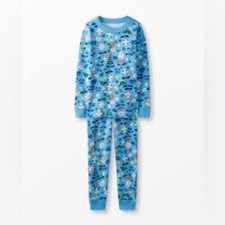 Hanna Andersson blue floral pajama set size 5 organic cotton
