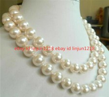 Genuine 12mm AAA White South Sea Shell Pearl Round Beads Necklace 36"