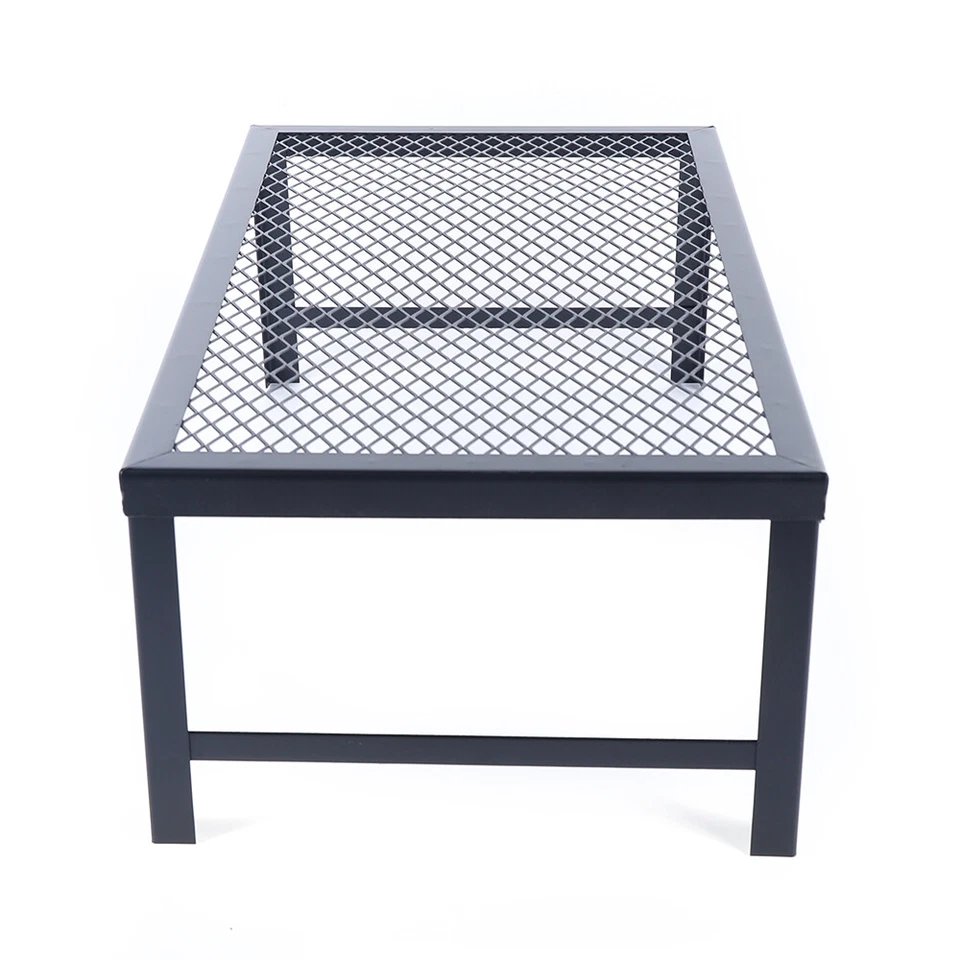 Estante de barbacoa plegable al aire libre 21,7" parrilla de malla de hierro y acero para cocinero de campamento de carbón Foto 3 de 4