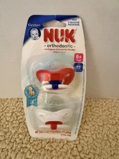 Gerber NUK Orthodontic Pacifier 6M Silicone 2 Pack Red White 2007 Vintage