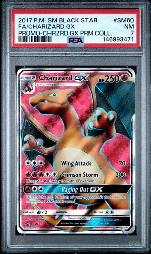 2017 POKEMON SM BLACK STAR PROMO #SM60 FULL ART/CHARIZARD GX PSA 7
