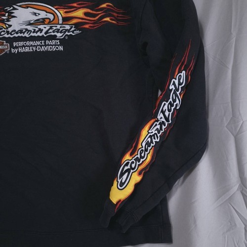 Vtg Harley-Davidson Screamin' Eagle Flame Embroider Long Sleeve Sweatshirt Sz M - Picture 5 of 11