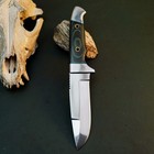 8.8 D2 Tactical Camp Knife Full Tang Micarta Handle Fixed Blade Leather Sheath — photo 4