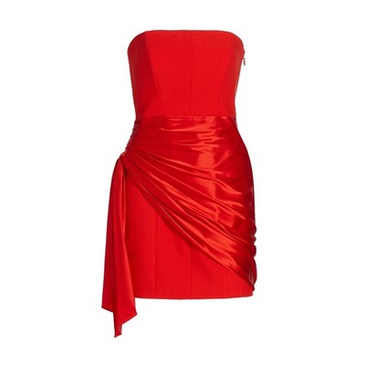 Cinq à Sept Womens Size 10 Red Kennith Side-Tied Strapless Cocktail Mini Dress