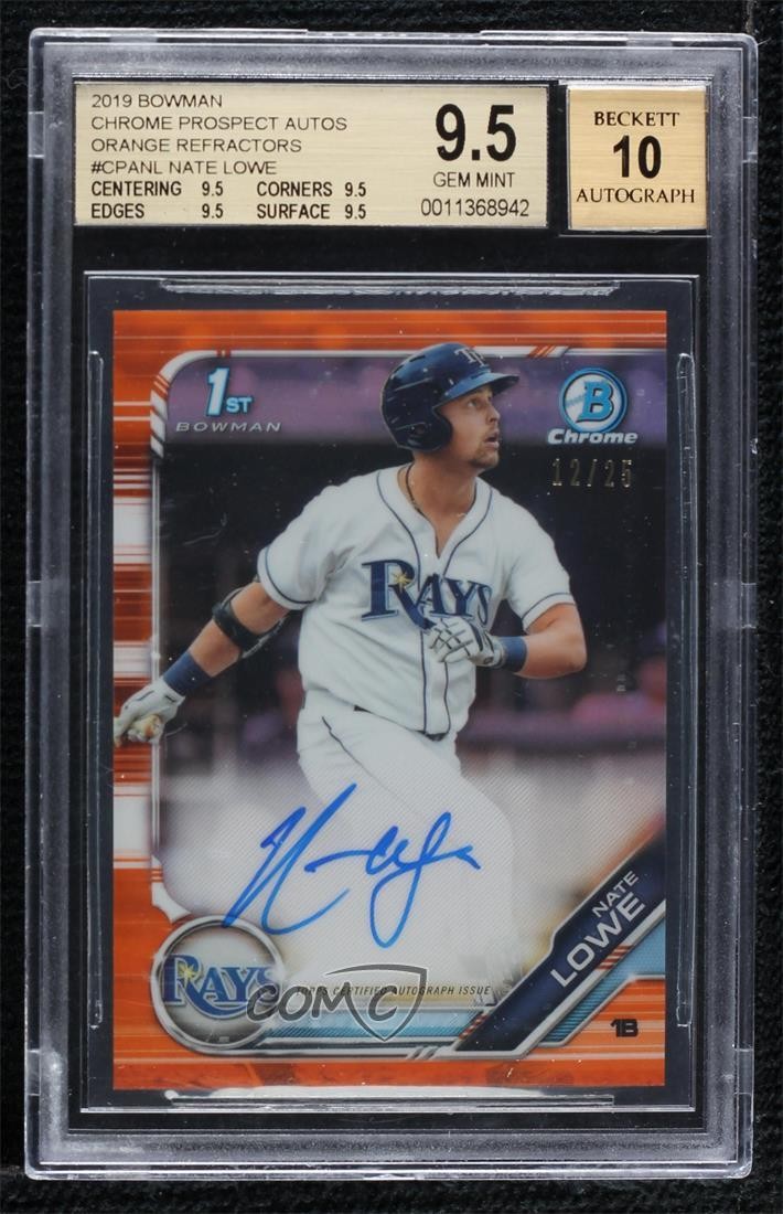 2019 Bowman Orange Refractor 12/25 Nathaniel Lowe Nate BGS 9.5 GEM MINT Auto 6at