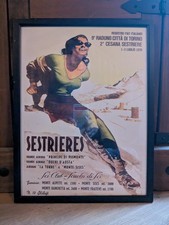 Framed poster advertising the Sestriere ski resort in Italy