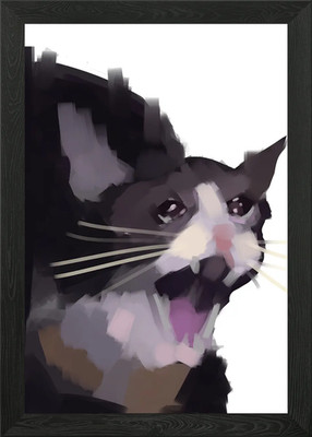 No context crying cat Framed Wall Art Poster Canvas Print Picture