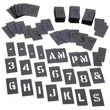 Stencil Kit, Combination Set, Letters and Numbers, 1 in Character Height, Gothic