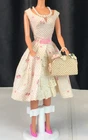 Vintage BARBIE GARDEN PARTY #931 Rosebud Dress + Shoes Necklace Straw Flower Bag