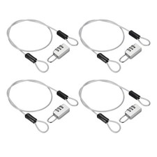 Security Cable with 3 Digit Combination Lock, 1.64 ft x 3/32", Silver 4 Set 