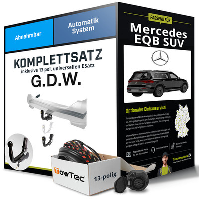 Für MERCEDES EQB SUV Typ X243 Anhängerkupplung abnehmbar +eSatz 13pol uni 21-