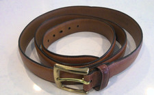 TRAFALGAR Brown Leather Dress Belt - Brass Buckle - Size 52 - Made in USA