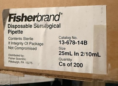 Fisherbrand Serological Pippette 13-678-14B  Case of 200