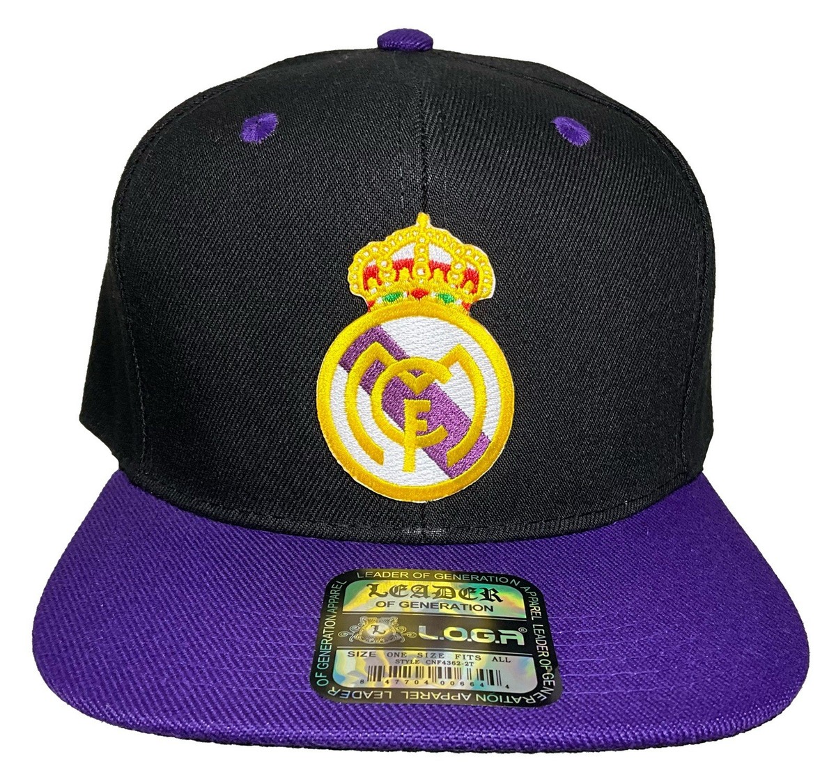 REAL MADRID FC HAT BLACK PURPLE SNAPBACK ADJUSTABLE ESPAÑA ESPAIN