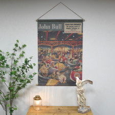 Large Vintage Style Retro Fairground Fun Fair Dodgems Hanging Canvas Wall Art