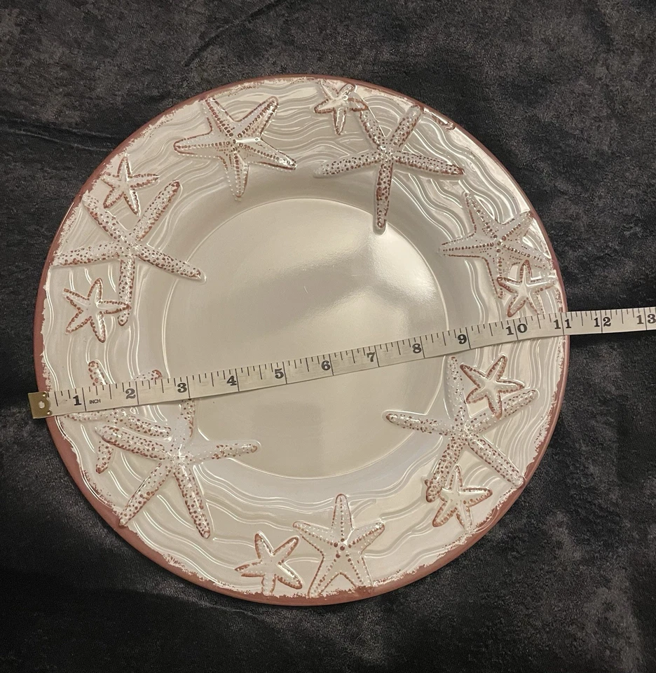 Juego de 2 platos de cena de estrellas de mar de melamina de 11" de Sigrid Olsen Beach náutico 3D Foto 4 de 4