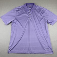 Greg Norman ML75 Polo Shirt Mens 2XL Purple Stripe Golf PlayDry Moisture Wicking