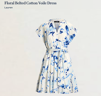 ralph lauren cotton voile dress Lace-Trim Cotton Voile Dress