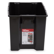 Garage Plastic Stacking Open Storage Bin, Large, Black, No Lid
