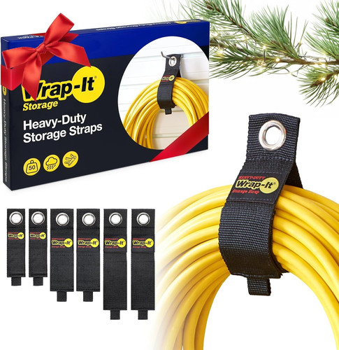 Heavy-Duty Wrap-It Storage Straps (Assorted 6 Pack) - Assorted 6-Pack, Black