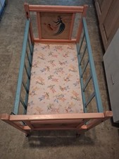 Vintage Wooden 1950's AMSCO Style Doll-E-Crib Adjustable Side Sleep Fairy Decal