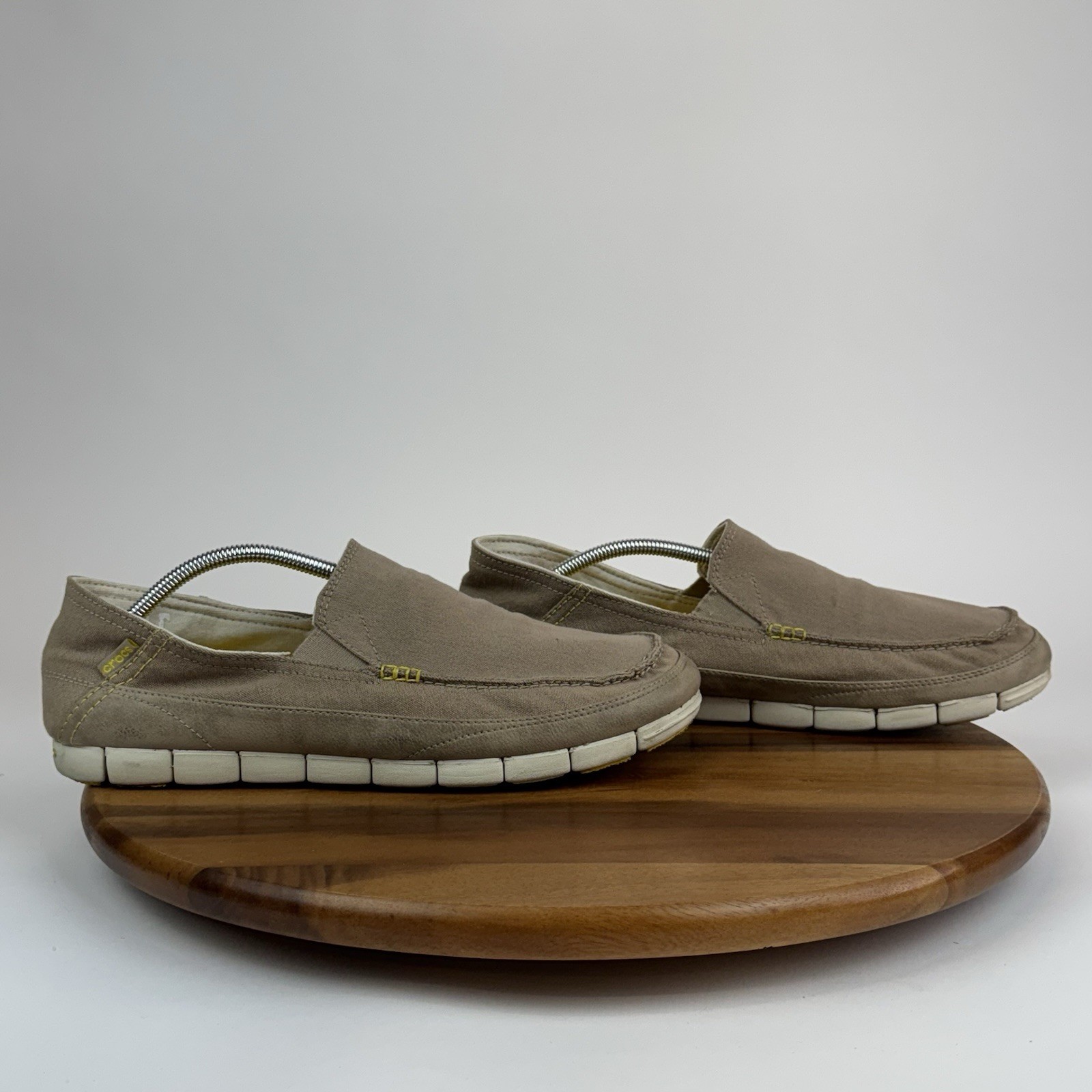 SAOLA Scarpe mocassini uomo Crocs suola elasticizzata marrone talpa tela casual comode taglia 13