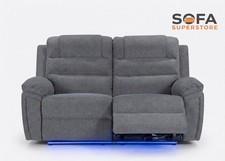 Milano Fabric Electric Recliner 2 Seater Sofa Grey-2 Seater Fabric Sofa