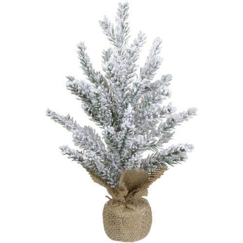 Mini pino artificial flocado Northlight 12 pulgadas base de yute para árbol de Navidad