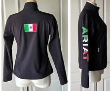Ariat Women's Size S Small Classic Team Mexico Flag Black Zip Softshell Jacket