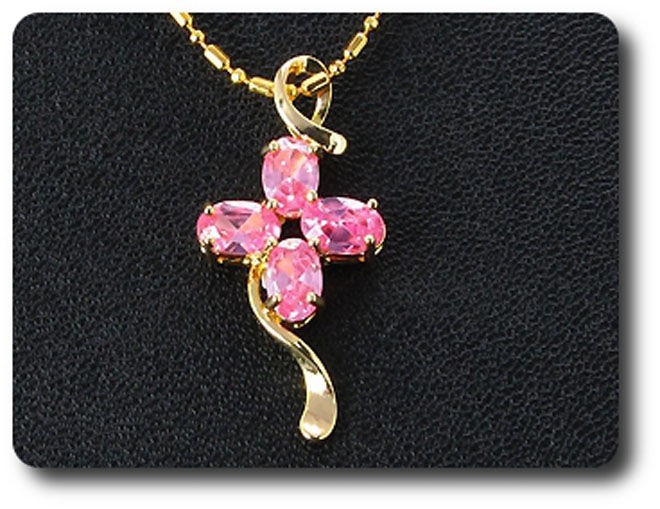Pendentif saphir rose 4x6 mm et plaqué or 18k pour femme