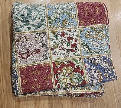 BOHO CHIC BOHEMIAN  83x84in BEDSPREAD QUILT  BEDDING TWO SIDED MULTI COLOR Euc
