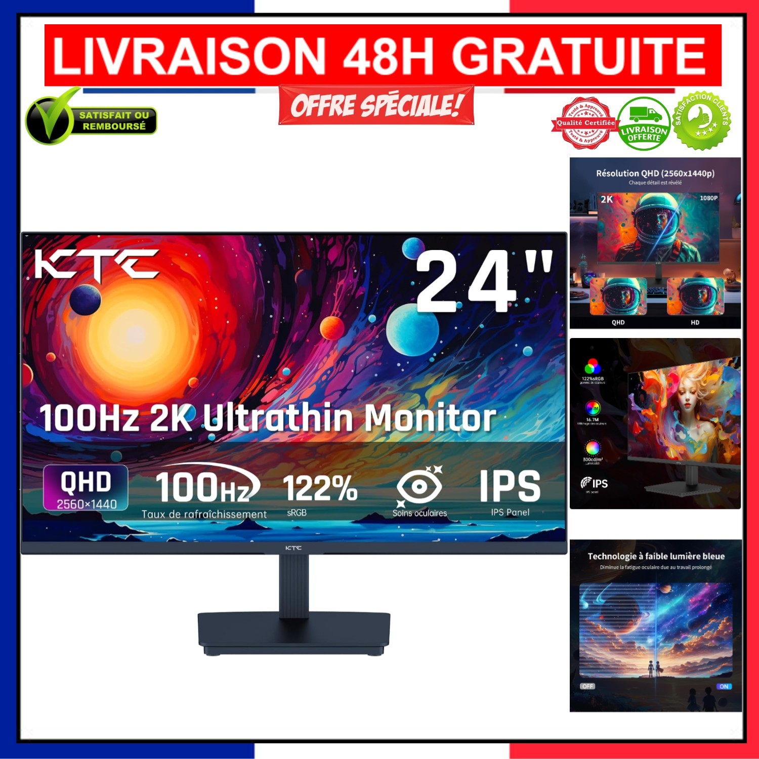 Ecran PC KTC QHD 2K 100Hz | Anti-lumière bleue
