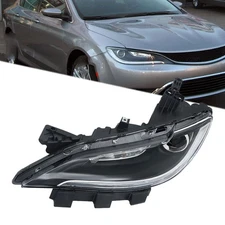 For Chrysler 200 2015-2017 Left/Driver Black Trim Headlights Halogen W/LED DRL