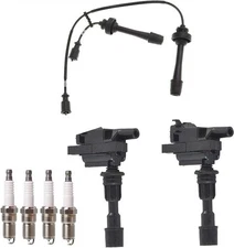 2X UF407 Ignition Coil ＆ Spark Plug ＆ Wire  Set For 01-05 Mazda Protege 2.0L L4