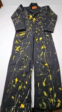 Red Kap Coverall Twill Action Back Work CT10 Paint Splatter 38R  Distressed 