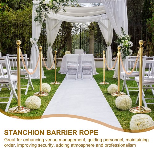 2 Pcs 6.6 Ft/2 m Twisted Stanchion Rope Barrier Rope with Hooks Champagne Golden - Picture 5 of 7