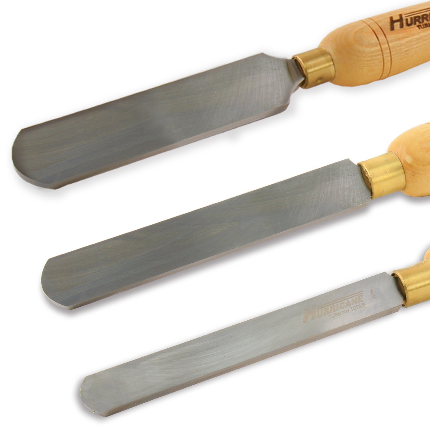HSS, 3 Pc Round Nose Scraper Set (3/4", 1", 1 1/2") Woodturning Tools, Hurricane