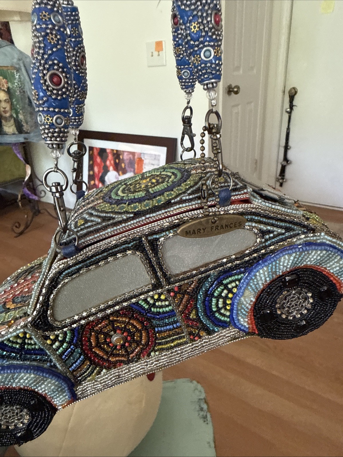 Rare Mary Frances Handbag DRIVE ME CRAZY Beaded VW Beetle Car Purse