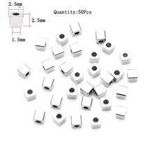 Stainless Steel Beads Square round Big Hole Loose Spacer Bead for Jewelry Making