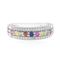 Cavill Damenring 0,62Ct Saphir Sterling Silber Echtschmuck Rundschliff-