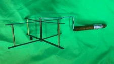 Vintage Fly Fishing Line Winder Drier. Metal with Wood Handle. Folds Flat.