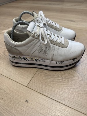 Luxury Premiata Platform Leather Women's Beth 5603 Sneakers, Size 9